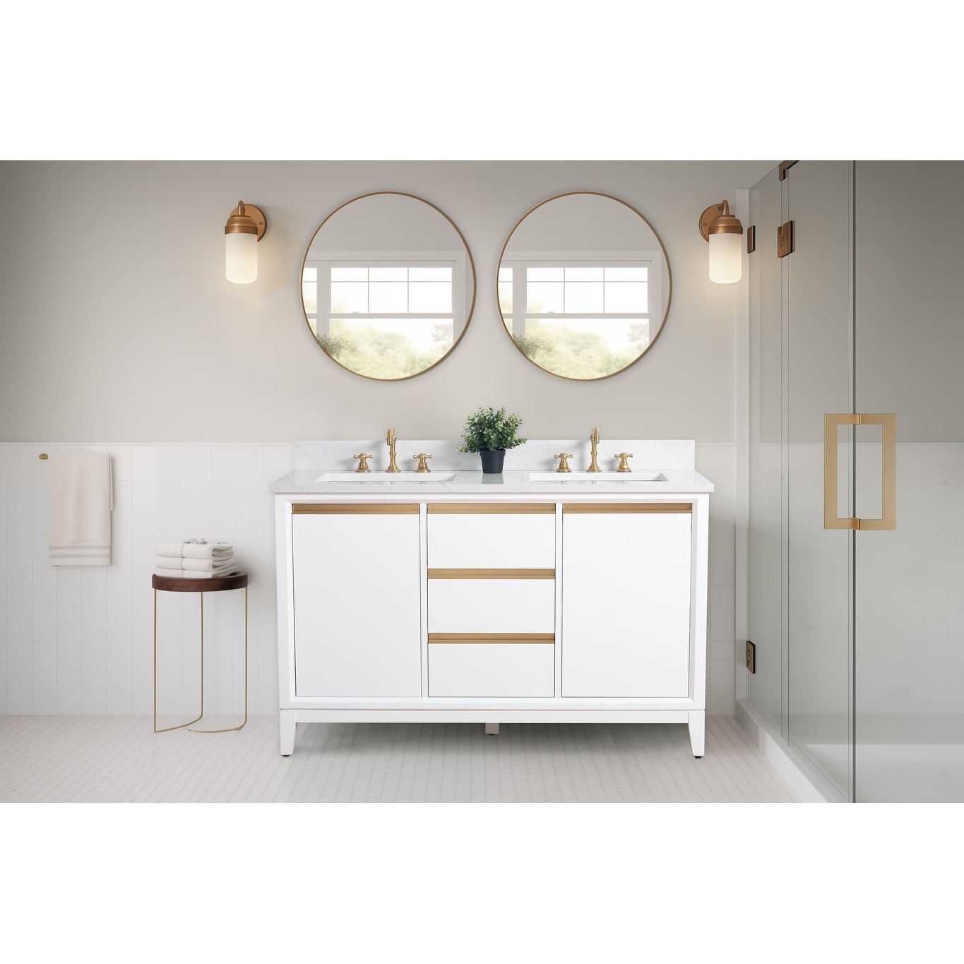 Mobile bagno Vanity Art con lavabo in ceramica e piano in marmo ingegnerizzato