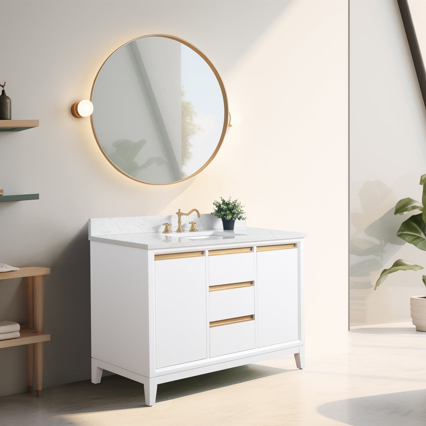 Mobile bagno Vanity Art con lavabo in ceramica e piano in marmo ingegnerizzato