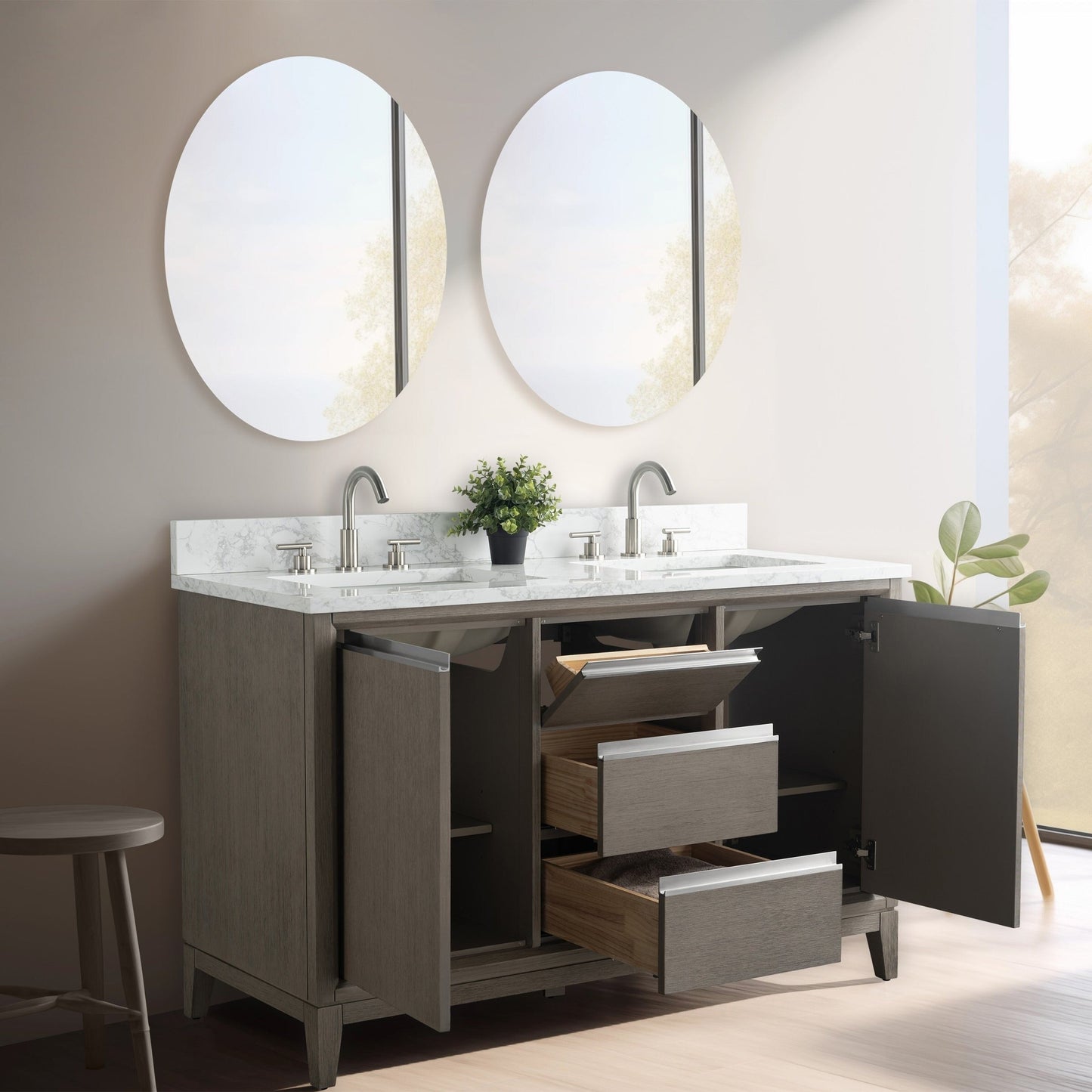 Mobile bagno Vanity Art con lavabo in ceramica e piano in marmo ingegnerizzato