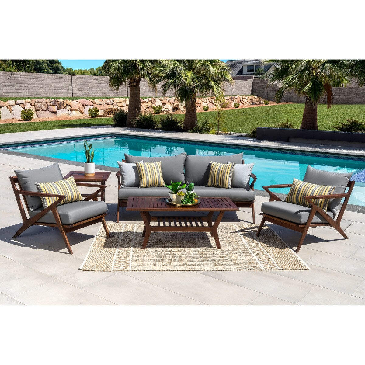 Set di 5 posti a sedere per esterni Vaughn Sunbrella