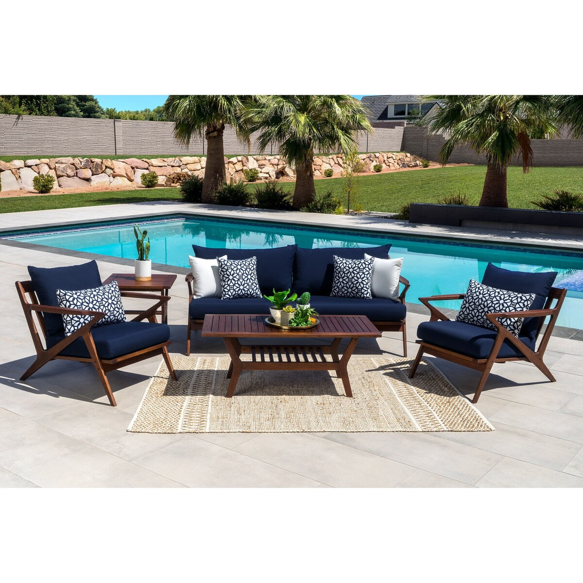 Set di 5 posti a sedere per esterni Vaughn Sunbrella