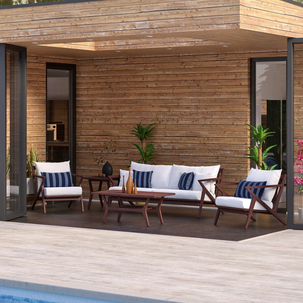 Set di 5 posti a sedere per esterni Vaughn Sunbrella