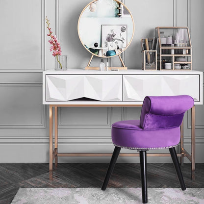 Sedia da trucco VEIKOUS con schienale basso e gambe in legno - 17,3 x 15,7 x 25,1