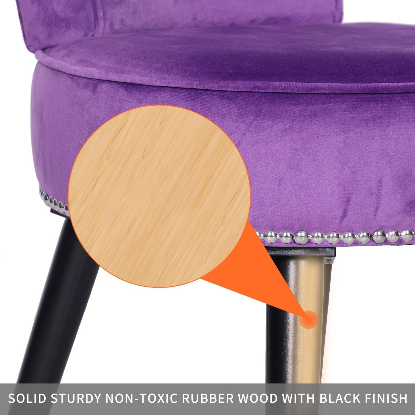 Sedia da trucco VEIKOUS con schienale basso e gambe in legno - 17,3 x 15,7 x 25,1