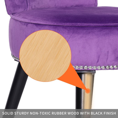 Sedia da trucco VEIKOUS con schienale basso e gambe in legno - 17,3 x 15,7 x 25,1