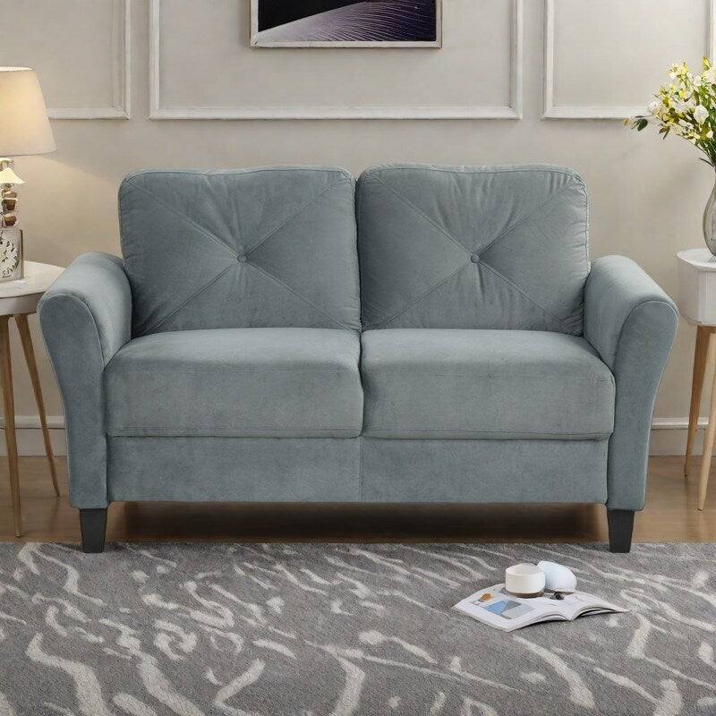 Divano componibile a 2 posti in velluto con cuscini staccabili