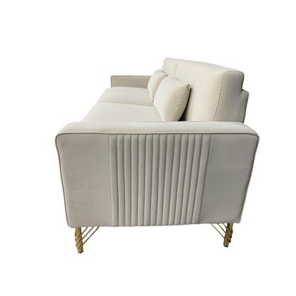 Divano a 3 posti in velluto con dettagli dorati