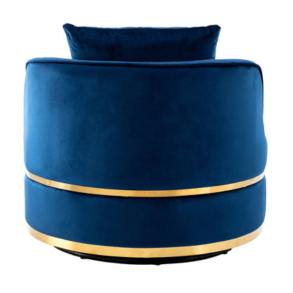 Poltrona girevole a 360° in velluto con cuscino di seduta, poltrona imbottita a botte con base in acciaio inossidabile, sedia da soggiorno