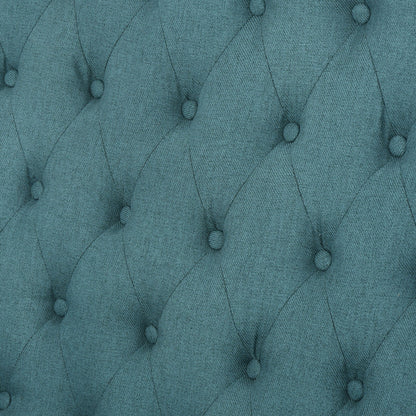 Divano a due posti con schienale alto e bottoni in velluto