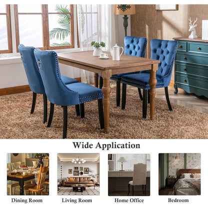 Set di 2 sedie da pranzo in velluto, sedie da pranzo trapuntate con schienale a borchie e anello di chiusura - 25,5×19,7×37,4 pollici