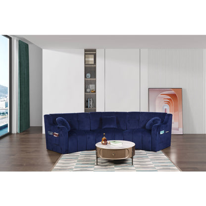 Divano modulare da pavimento simmetrico curvo senza gambe in velluto - 127