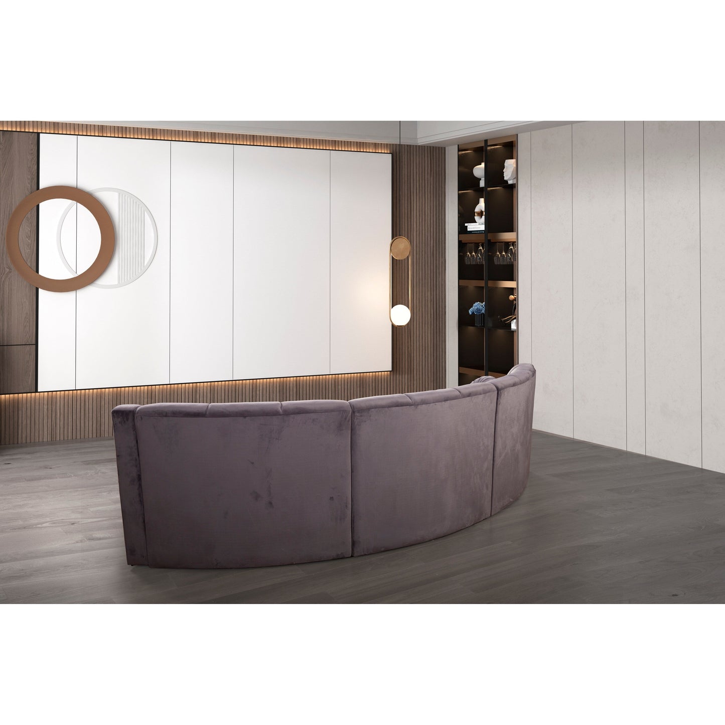 Divano modulare da pavimento simmetrico curvo senza gambe in velluto - 127