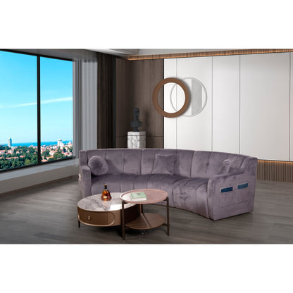 Divano modulare da pavimento simmetrico curvo senza gambe in velluto - 127