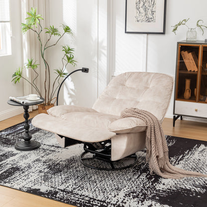 Poltrona reclinabile oversize in velluto con girevole, dondolo e porta telefono