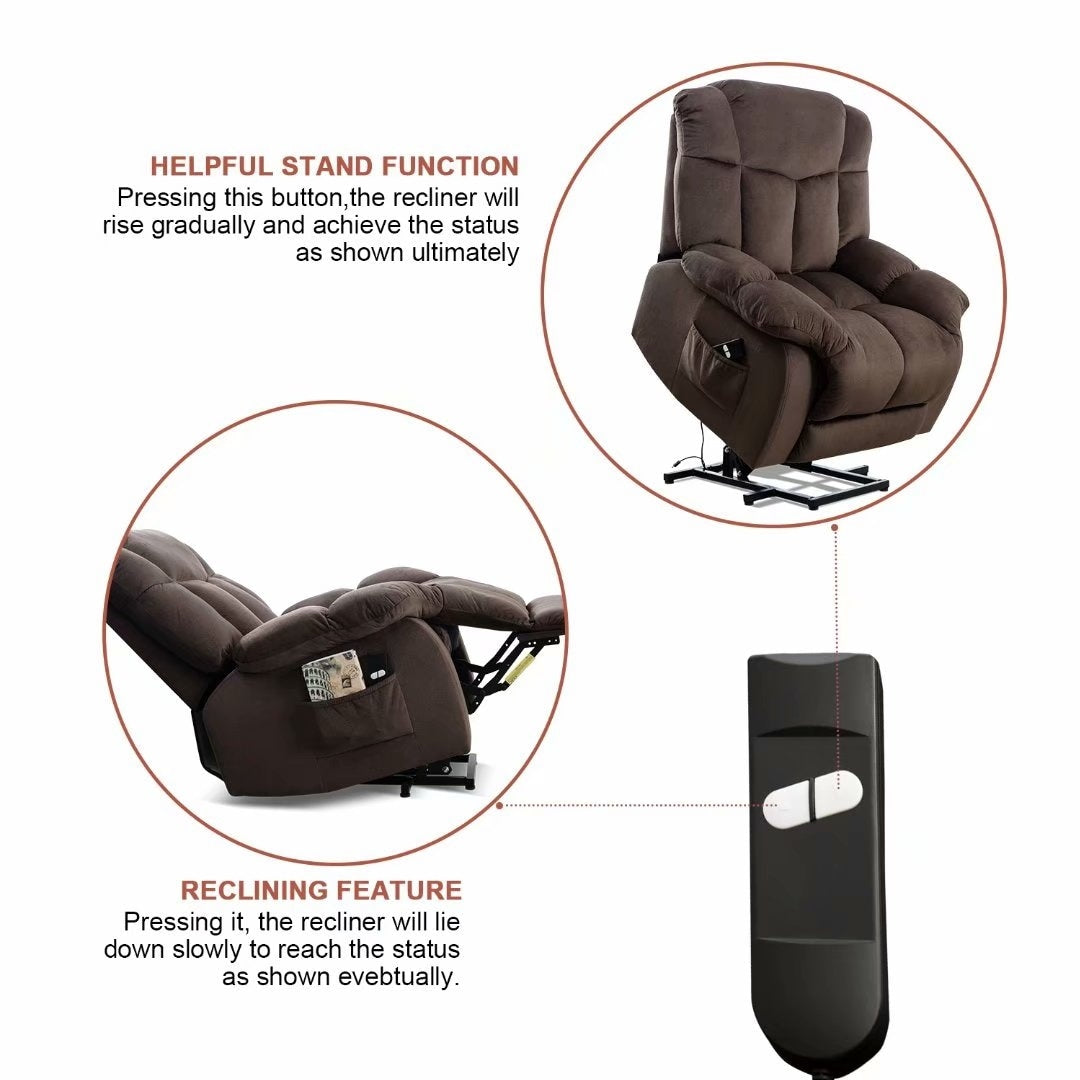 Poltrona reclinabile elettrica per anziani con design imbottito e resistente