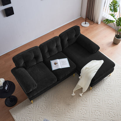 Divani componibili in velluto con braccioli imbottiti e schienale imbottito, divani moderni a L con gambe in metallo