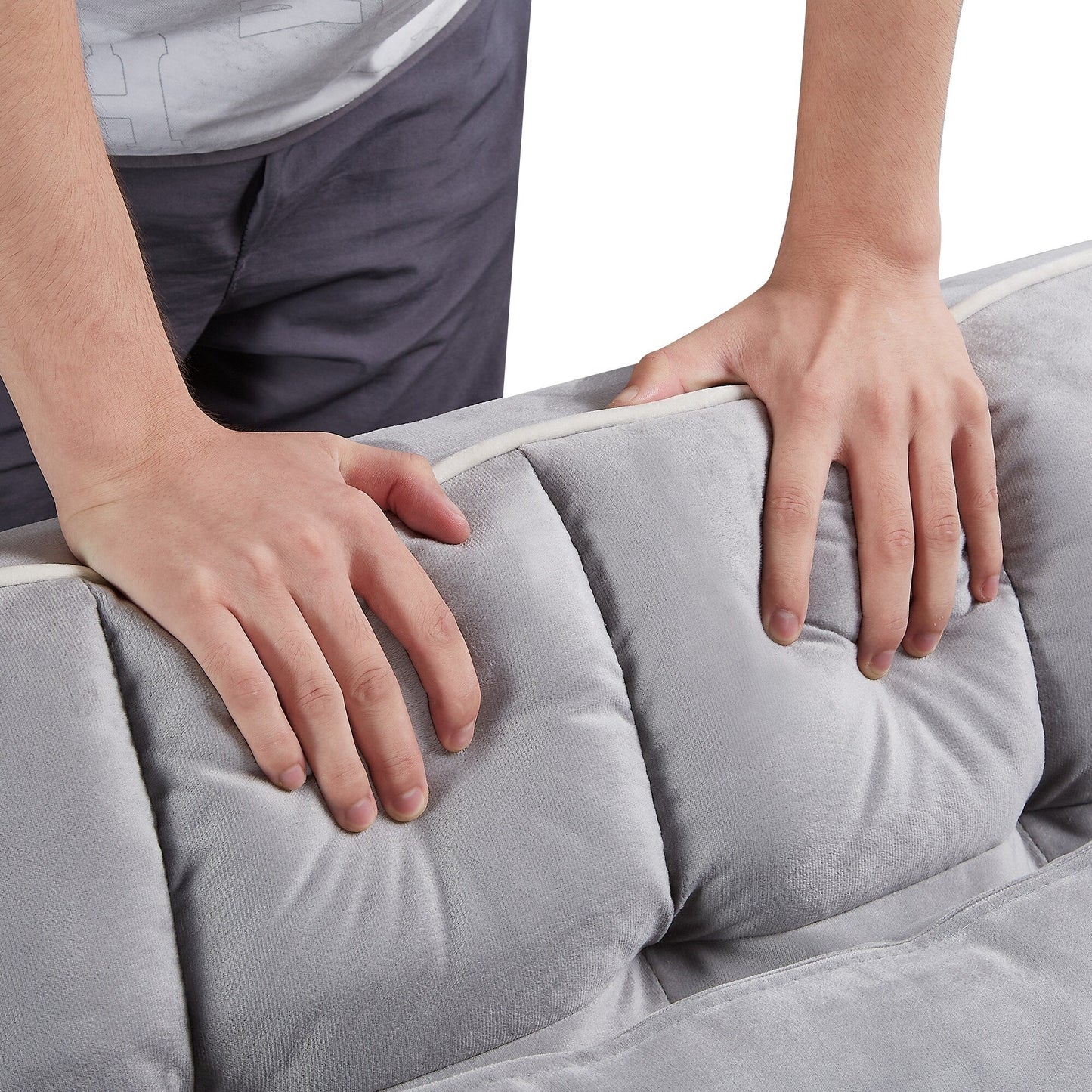 Divano letto singolo in velluto con porta di ricarica USB