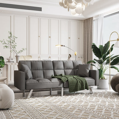 Divano letto in velluto con braccioli e 2 cuscini