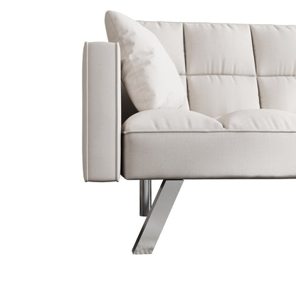 Divano letto in velluto con braccioli e 2 cuscini