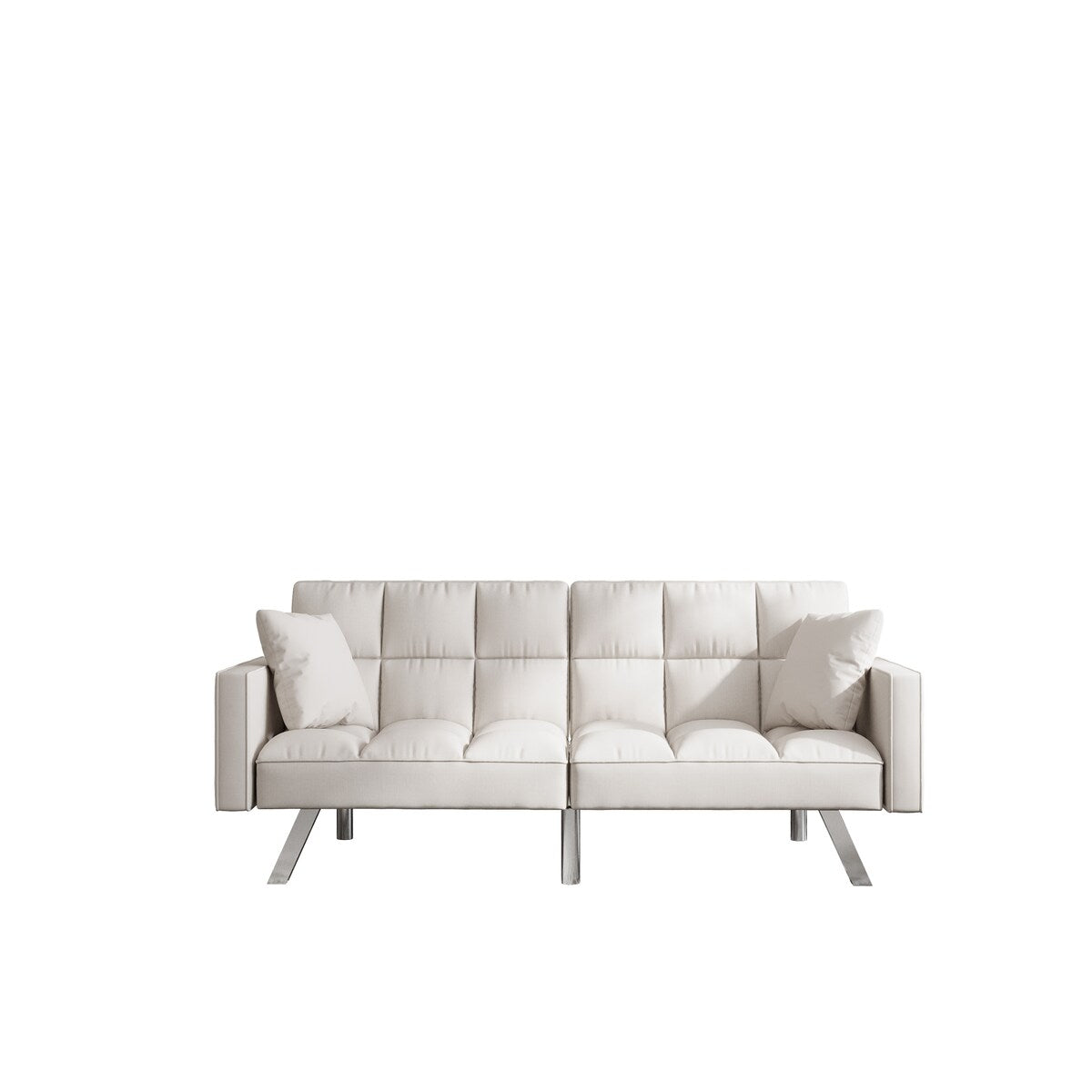 Divano letto in velluto con braccioli e 2 cuscini