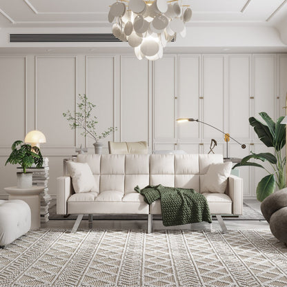 Divano letto in velluto con braccioli e 2 cuscini