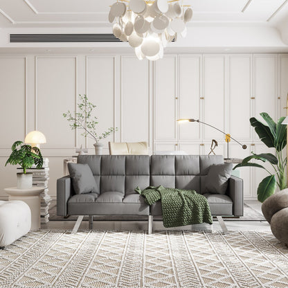 Divano letto in velluto con braccioli e 2 cuscini