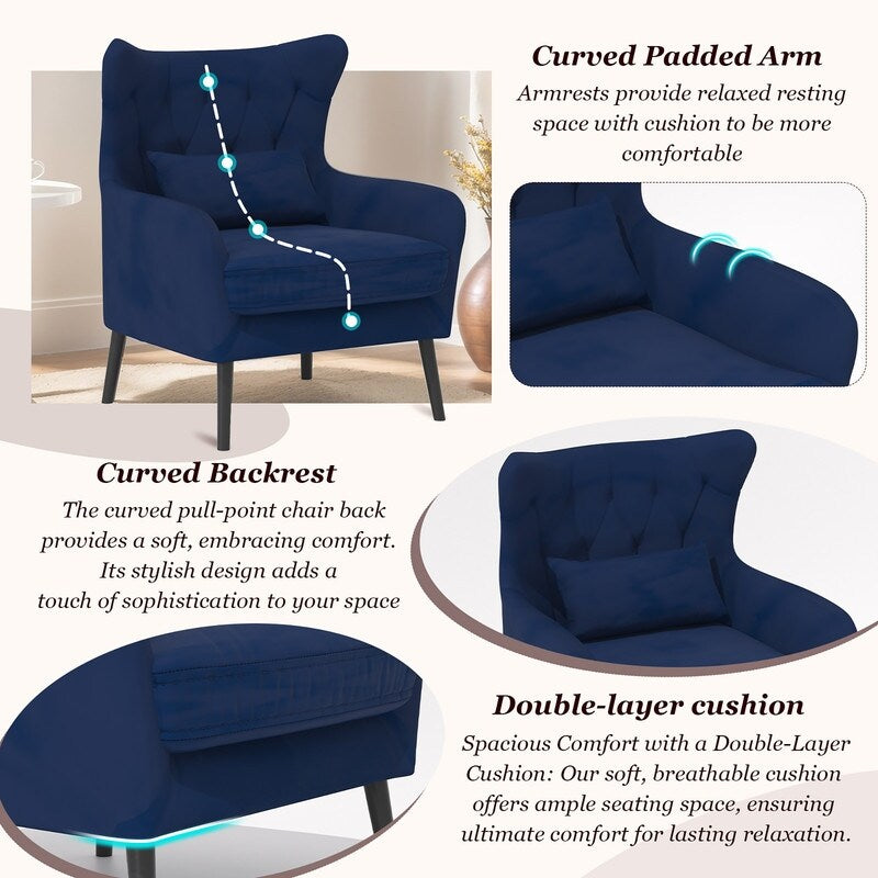 Divano a due posti con due poltrone e cuscino spesso in velluto e gambe in metallo