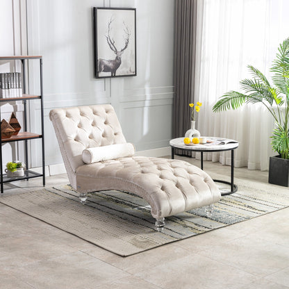 Poltrona reclinabile ergonomica a forma di S con cuscino, finiture con borchie e gambe in acrilico per uso interno.