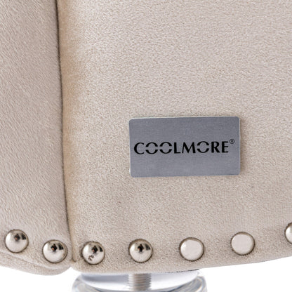 Poltrona reclinabile ergonomica a forma di S con cuscino, finiture con borchie e gambe in acrilico per uso interno.