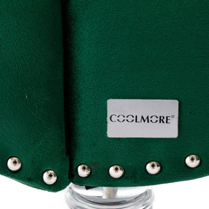 Poltrona reclinabile ergonomica a forma di S con cuscino, finiture con borchie e gambe in acrilico per uso interno.