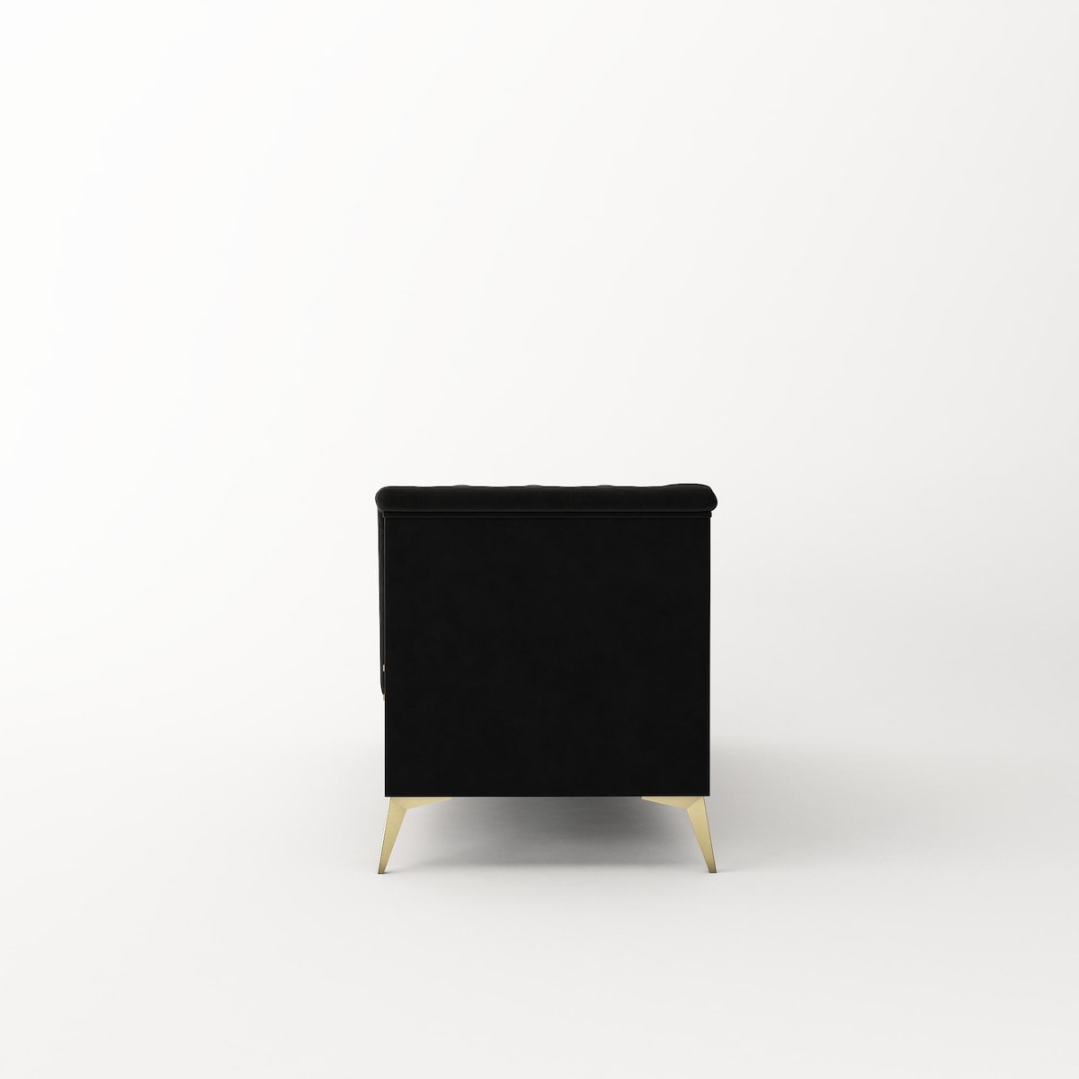 Divano a 3 posti imbottito in velluto, divano moderno per soggiorno con trapuntatura profonda e gambe in metallo, braccioli quadrati