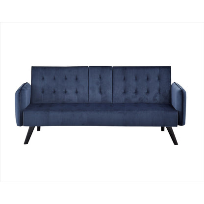 Divano letto futon pieghevole convertibile rivestito in velluto con 2 portabicchieri per soggiorno compatto