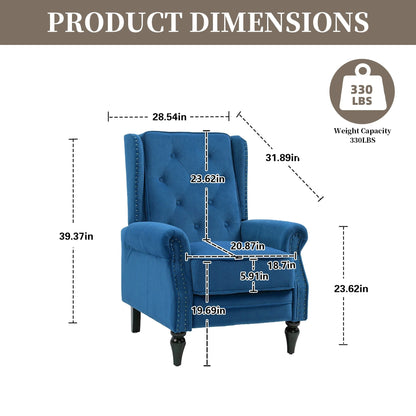 Poltrona reclinabile imbottita in velluto con borchie e gambe nere