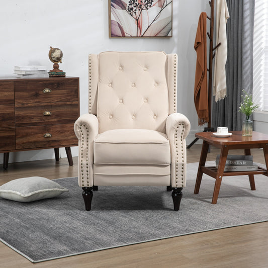 Poltrona reclinabile imbottita in velluto con borchie e gambe nere