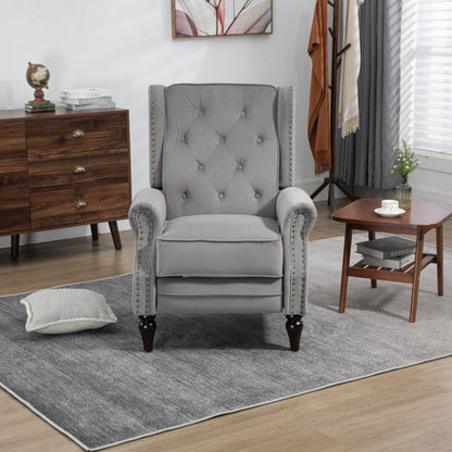 Poltrona reclinabile imbottita in velluto con borchie e gambe nere