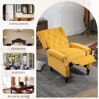 Poltrona reclinabile imbottita in velluto con borchie e gambe nere