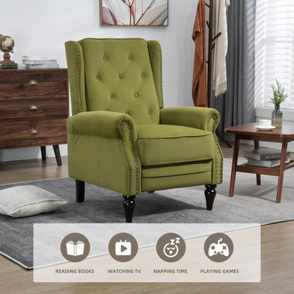 Poltrona reclinabile imbottita in velluto con borchie e gambe nere