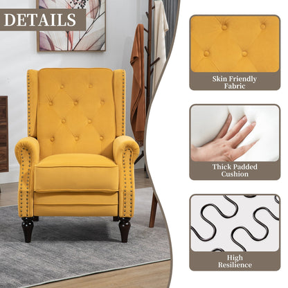 Poltrona reclinabile imbottita in velluto con borchie e gambe nere