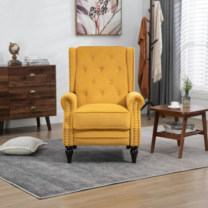 Poltrona reclinabile imbottita in velluto con borchie e gambe nere