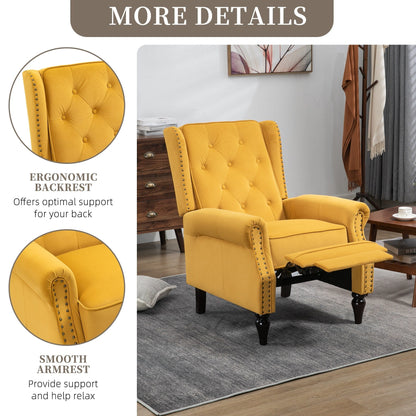 Poltrona reclinabile imbottita in velluto con borchie e gambe nere