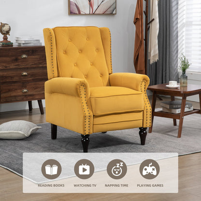 Poltrona reclinabile imbottita in velluto con borchie e gambe nere