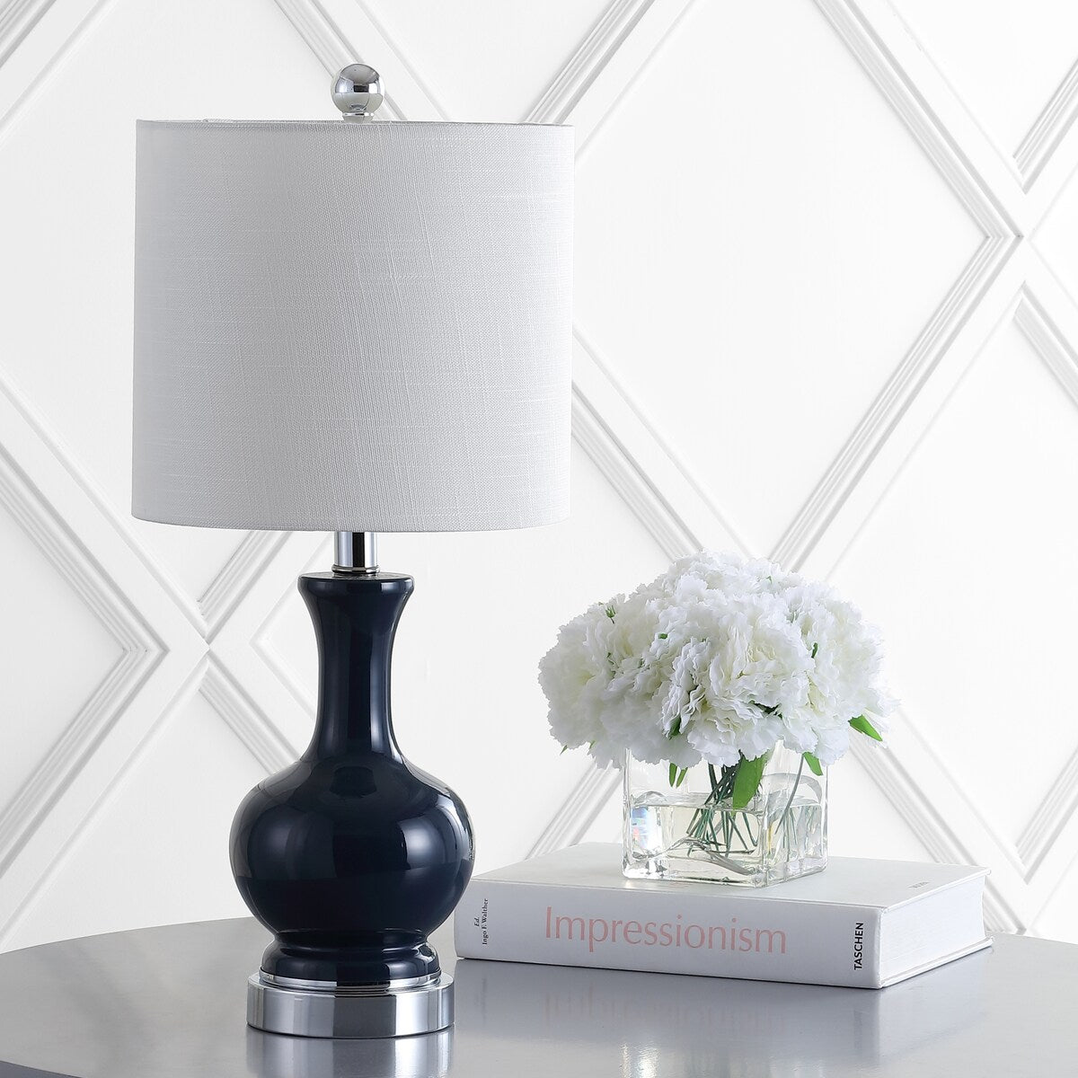 Lampada da tavolo a LED in vetro/metallo Vermont 22, bianca (set da 2) di JONATHAN Y