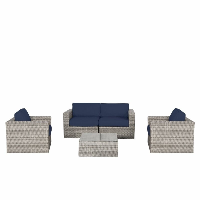 Set di divani da esterno di qualità resort LSI Verona Wicker da 5 pezzi