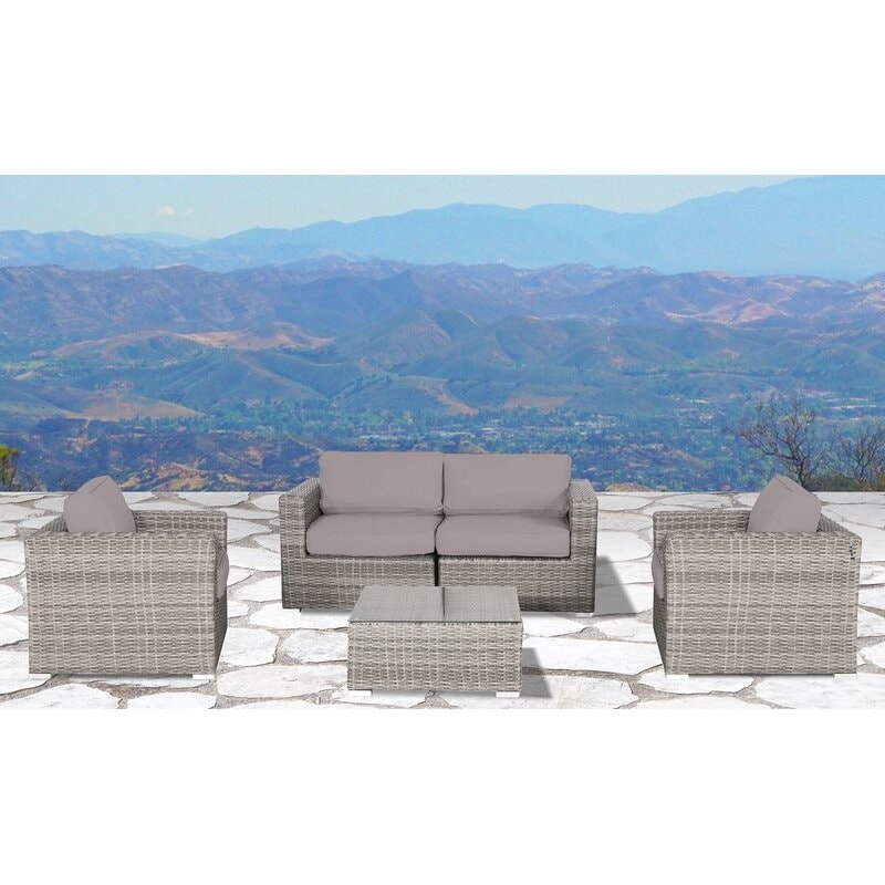 Set di divani da esterno di qualità resort LSI Verona Wicker da 5 pezzi