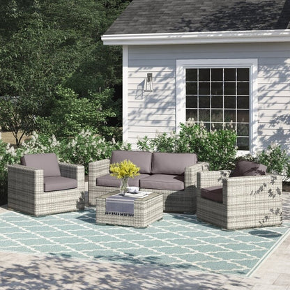 Set di divani da esterno di qualità resort LSI Verona Wicker da 5 pezzi