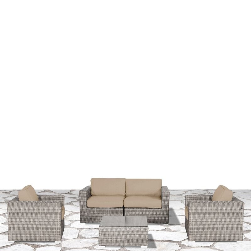 Set di divani da esterno di qualità resort LSI Verona Wicker da 5 pezzi