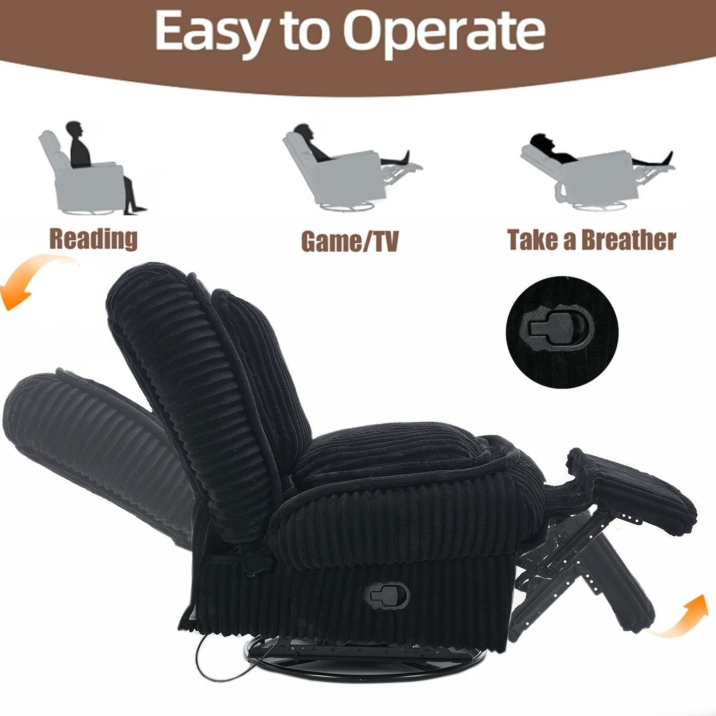 Divano reclinabile versatile in velluto a coste per relax e comfort