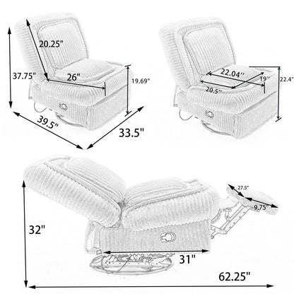 Divano reclinabile versatile in velluto a coste per relax e comfort