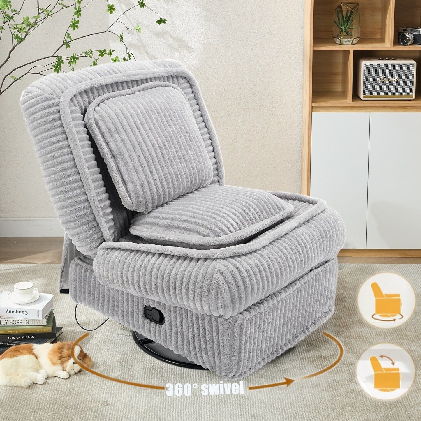 Divano reclinabile versatile in velluto a coste per relax e comfort
