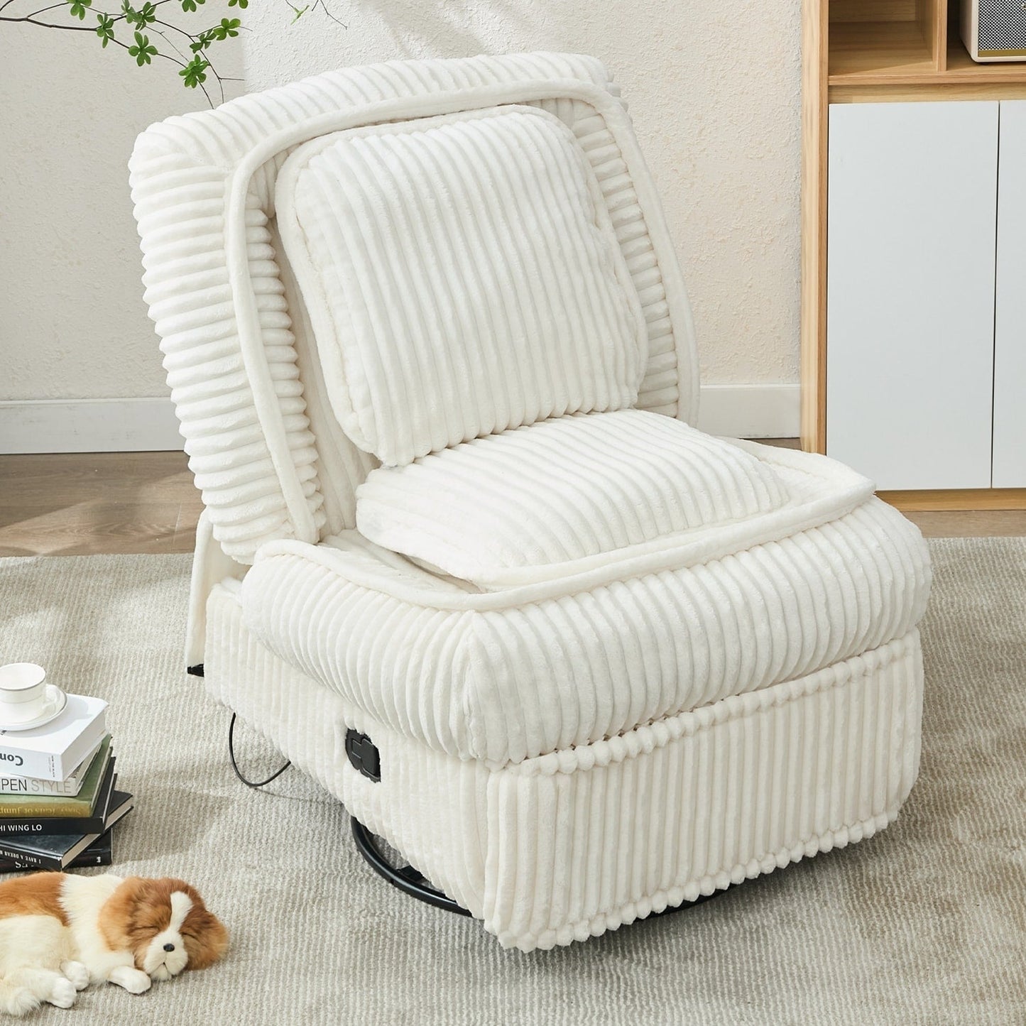 Divano reclinabile versatile in velluto a coste per relax e comfort